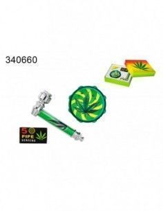 Pack Pipa De Metal + Grinder + Malla 340660