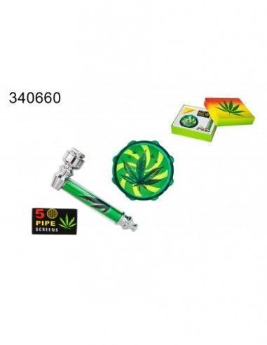 Pack Pipa De Metal + Grinder + Malla 340660