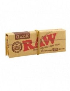 Papel Raw Classic Single Wide Connoisseur 70Mm + Tips